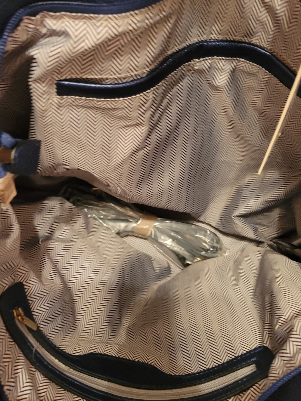 Structured Navy Tote with Gold Hardware - Picture 7 of 14